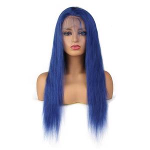 Al por mayor Ombre largo y sedoso peluca recta con el pelo del bebé indetectable azul Color pelucas delanteras de encaje - Product Image 6