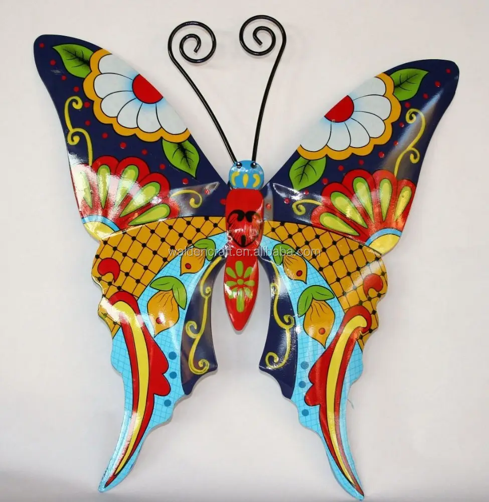 Outdoor Garden Wrought Iron Metal Butterfly Home Decor Talavera Style Colorful