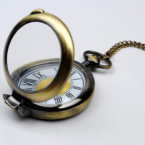 Orologi da tasca a catena con collana grande nera da 24 ore con quadrante romano in oro trasparente Vintage - Product Image 3