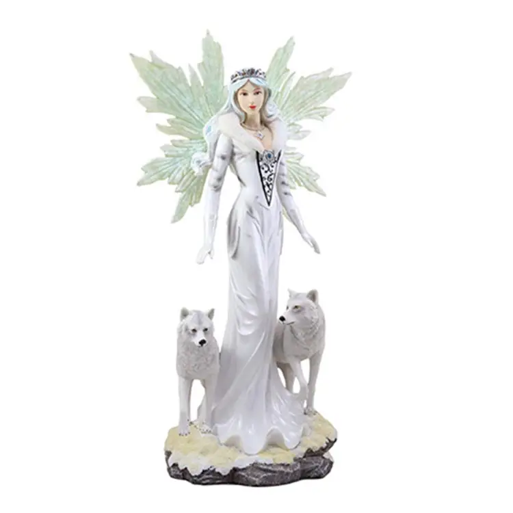 Custom Wolf Fairy Statue Wing Angel Figurine Garden Decoration
