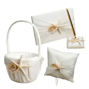 Wedding Party Decoration Guest Favors Starfish Design Guest Book Ring Pillow Flower Girl Basket Bridal Accessories