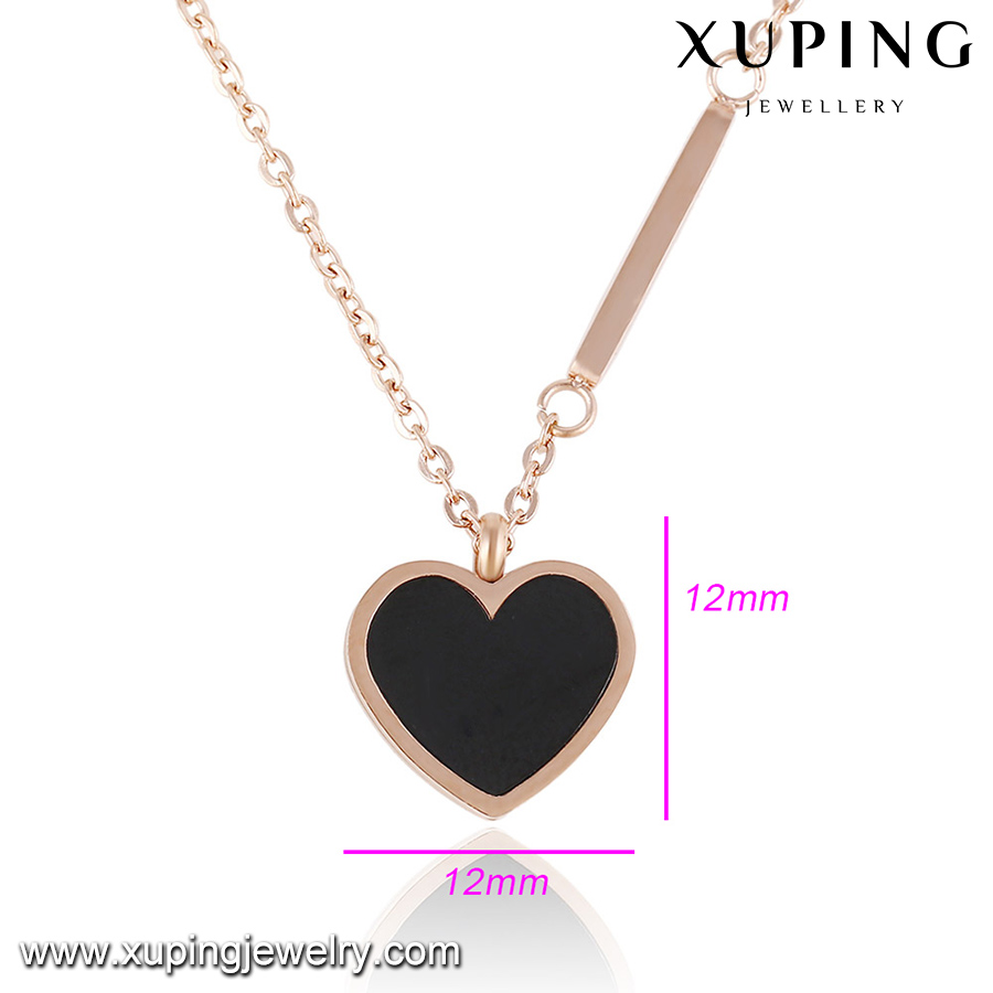 Elegant Black Heart Necklace - Fashion Stainless Steel