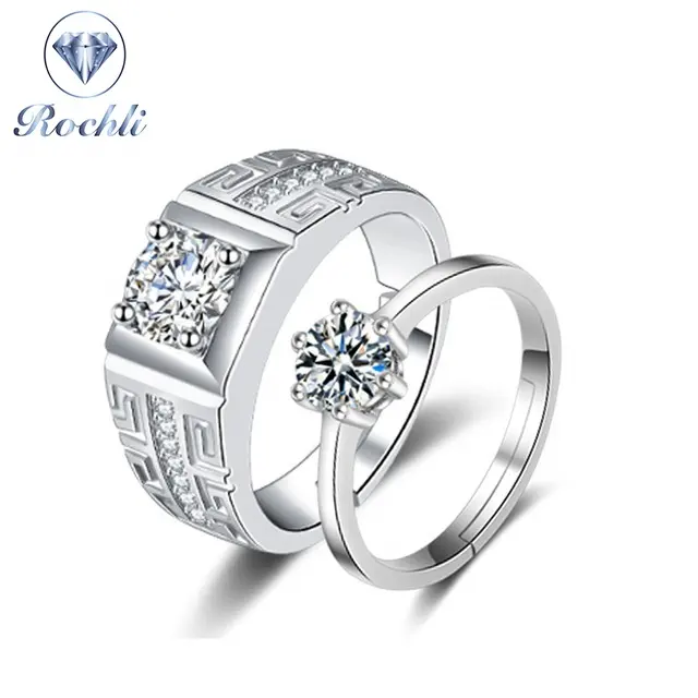 Anillo de oro blanco diseño para parejas de plata pareja anillo de boda de oro blanco de arabia Saudita precio, joyería brillante