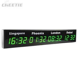 CHEETIE CP34 Đồng Hồ Treo Tường Thời Gian Thế Giới Hiển Thị Màu Cam Xanh Dương Khu Vực Trung Tâm Miền Đông Hoa Kỳ Canada Bằng Nhựa Vinyl Trang Trí - Product Image 5