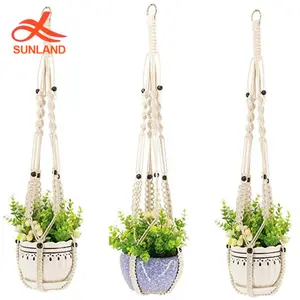 W1810 cesta para plantador de algodão, corda macrame, cabide de planta decorativo para área interna e externa