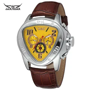 Jaragar 运动赛车设计几何三角设计真皮表带男士手表顶级品牌豪华自动腕表