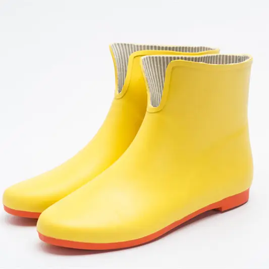 Slip On Green Fashion Rubber Ankle Rain Boots Women Garden Shoes