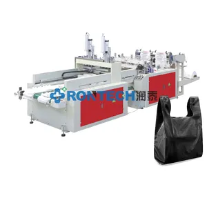 High Speed Plastic/Corn Starch Shopping Bag Making Machine automatic two output line biodegradable plastic T-shirt bag machine