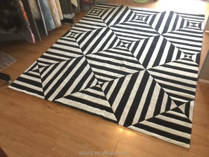 黑白现代设计亚克力手工地毯地毯 - Product Image 3