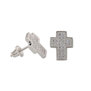 925 aleación george <span class=keywords><strong>michael</strong></span> Cruz pendientes para hombre - Product Image 1