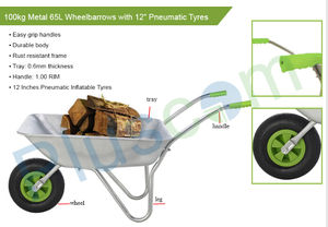 65 <span class=keywords><strong>L</strong></span> metal carretilla jardín galvanizado carretilla de rueda WB5204 100kg - Product Image 6