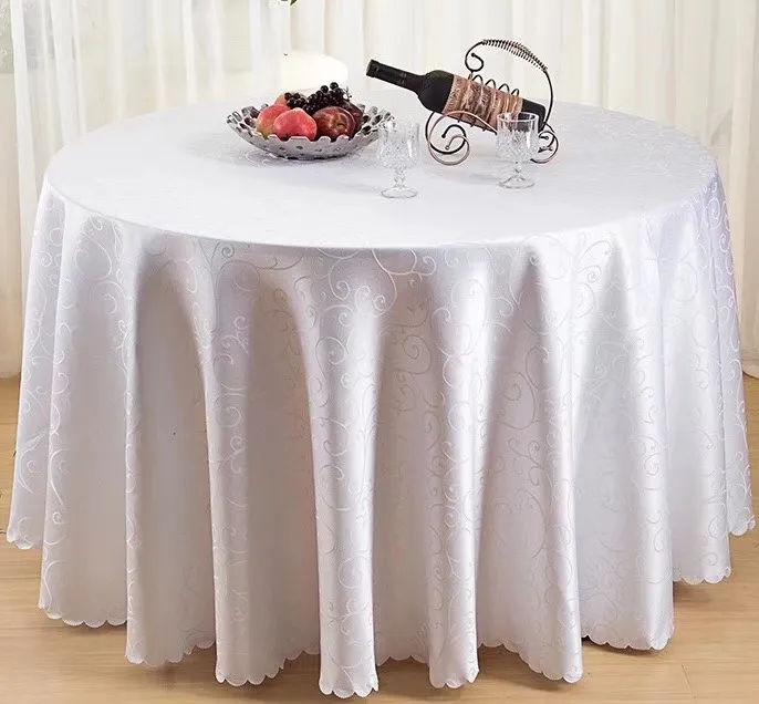 hotel wedding banquet table cover white beige red 100% cotton fabric table cloth 120" round table cover