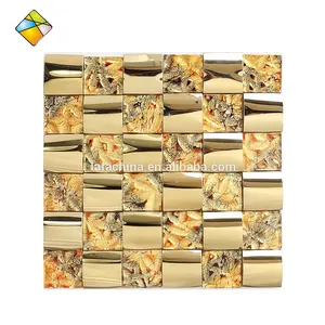 Neue Muster Europa Luxus 3D Glas Gold Folie Mix Inox Mosaik Fliesen