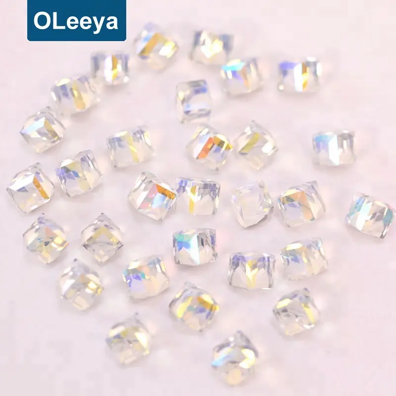 Glass teine 4mm Crystal AB quadratische Kristall <span class=keywords><strong>perlen</strong></span> Strass platte Strass Motiv