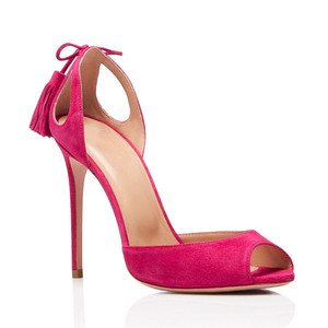 10cm di copertura sottile <span class=keywords><strong>tacco</strong></span> rosa rosso poco profondo a punta aperta con cinturino in pelle scamosciata ragazze pump <span class=keywords><strong>sandali</strong></span> da <span class=keywords><strong>donna</strong></span> - Product Image 1