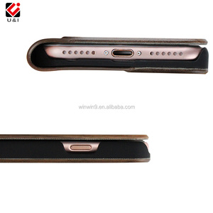 Madera de nogal pu cuero conectado Flip teléfono caso para el <span class=keywords><strong>iPhone</strong></span> 7 - Product Image 5