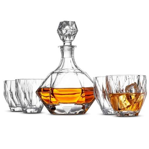5-Piece European Style Whiskey Decanter and Glass Set Diamond Design Liquor  Whiskey Decanter set