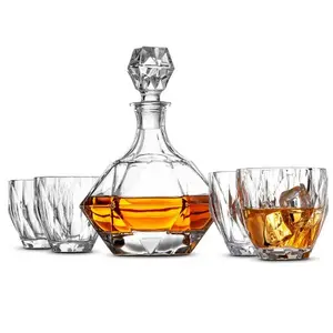 5 Pezzo di Stile Europeo Whiskey Decanter e Set di Vetro di Disegno del Diamante Liquor Whiskey Decanter set