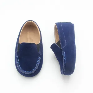 BEIBEINOYA Sepatu Loafer Kulit Bayi, Kasut Datar Sol Luar Ukuran Biru 2-5 Suede