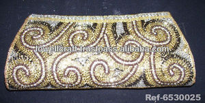 Satin Cosmetic Holder <b>Clutch</b> <b>Wedding</b> Bag Party Handbag Transparent Gold Metal Ring Stylish Ladies OEM Customized Box Logo - Product Image 2