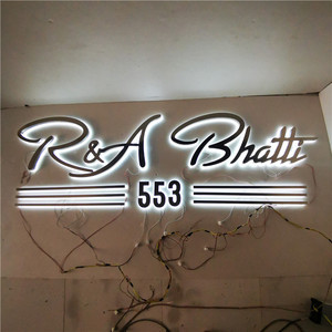 <span class=keywords><strong>3d</strong></span> ที่กำหนดเองโลหะสแตนเลส halo lit letter illuminated led backlit โลโก้ป้าย - Product Image 5