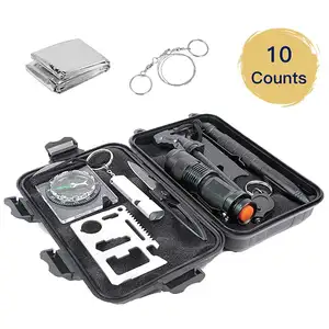 Emergency Survival Gear Kits 10 In 1 Outdoor Tactical Gereedschap Voor Wandelen/Avonturen/Klimmen Nodig-Kompas/mes/Firestarter