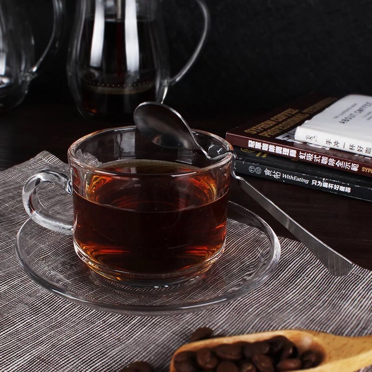 Coffee Cup Glass Teacup, Clear and Lightweight Glass Tea and Coffee Cup with Saucer