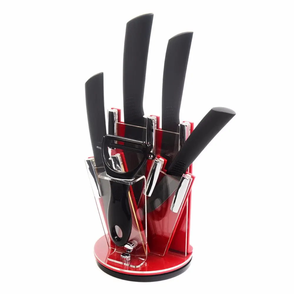En iyi seramik bıçak seti 6 "5" 4 "3" şef dilimleme yardımcı soyma mutfak bıçağı ve seramik soyucu + bıçak tutucu pişirme alet takımı