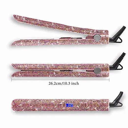 Popular in US custom bling flat iron crystal hair straightener different colors