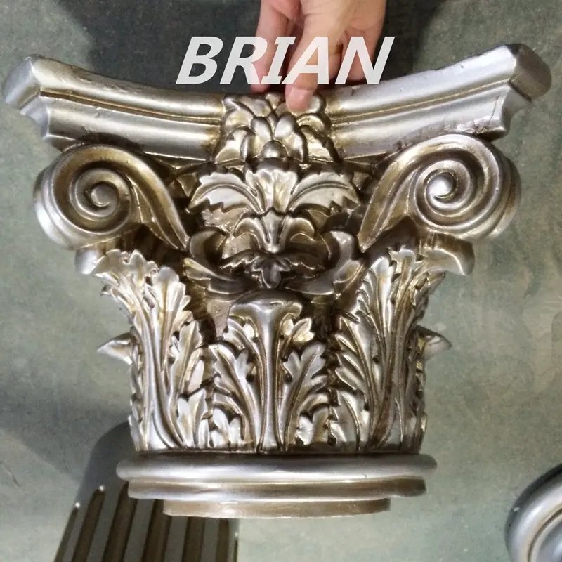 Antique Silver Light Weight Durable Decorative Polyurethane Roman Column PU pillar moulding design