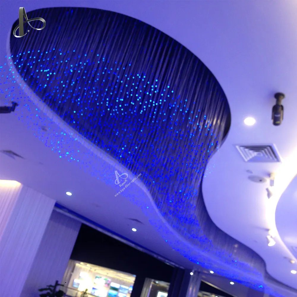 Plafon Dekorasi Lobi Hotel Klub Malam Showroom Warna Berubah Dekoratif LED Lampu Serat Optik Helai