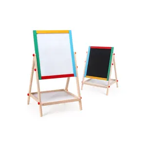 Kayu Anak Magnetic Drawing Board Papan Tulis Seni Flip Chart Kuda-kuda dengan Aksesoris