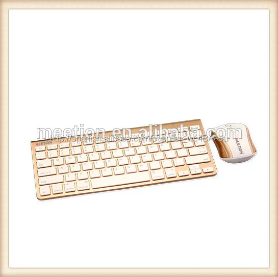Estándar inalámbrico color oro bluetooth teclado y ratón
