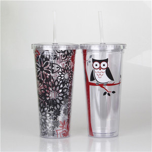 Venta caliente más popular <span class=keywords><strong>24</strong></span> oz acrílico doble pared del vaso con paja para regalo de la promoción con el logotipo personalizado - Product Image 1