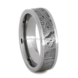 Gentdes Jewelry 4mm/6mm/8mm anello in vero Meteorite gioielli con fascia in titanio Comfort Fit fede nuziale in vero Meteorite per uomo - Product Image 5