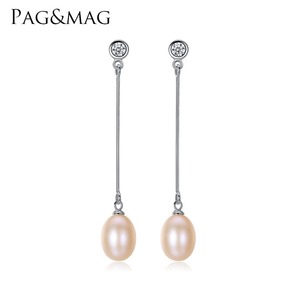 LUOTEEMI Women Elegant Party Jewellery Natural Pearl Long 925 <strong>Sterling</strong> <strong>Silver</strong> <strong>Dangle</strong> <strong>Earrings</strong> - Product Image 1