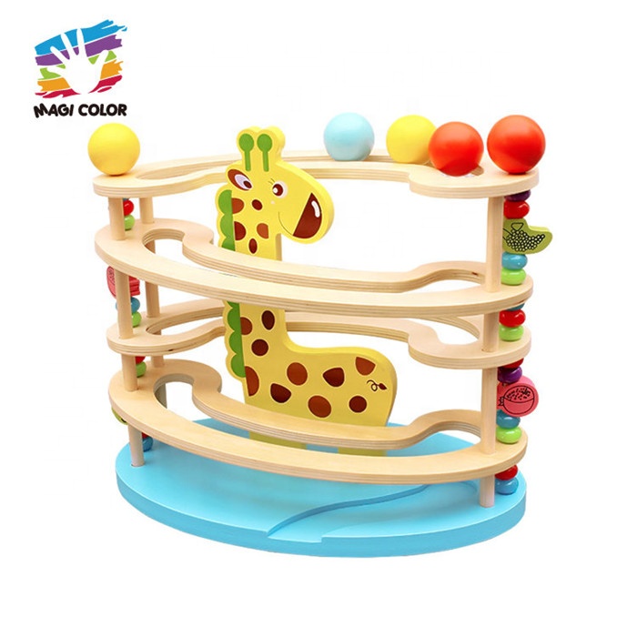 Высококачественный образовательный мультяшный жираф, деревянный шар, трек, игрушка для детей W04E078
