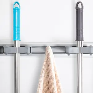Aluminum Kitchen Use Wall Mounted Strong Storage Mop And Broom Holder & Racks With Glue
