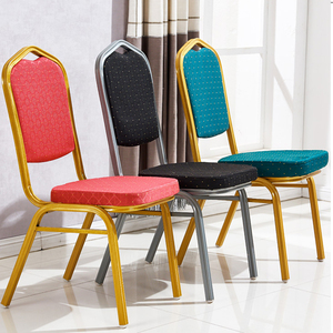 Vente en gros bon marché d'or de chaise de banquet d'hôtel de mariage d'événement en métal aluminium Dubaï de luxe fer moderne meubles contemporains empilables - Product Image 6