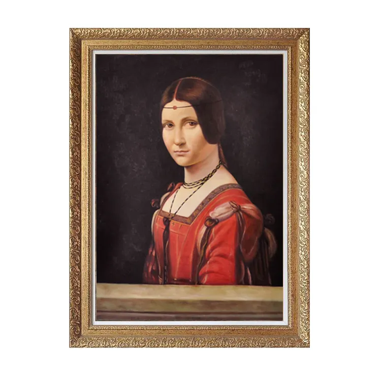 La Belle Produksi Seni Ferroniere Di Kanvas Lukisan Minyak Terkenal Leonardo Da Vinci