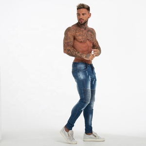 Gingtto Custom elegante Blue Denim Stretch <span class=keywords><strong>Super</strong></span> Fit <span class=keywords><strong>Jeans</strong></span> strappati da <span class=keywords><strong>uomo</strong></span> Pantaloons da <span class=keywords><strong>uomo</strong></span> <span class=keywords><strong>Jeans</strong></span> <span class=keywords><strong>Skinny</strong></span> da <span class=keywords><strong>uomo</strong></span> - Product Image 4