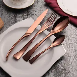 Luxury Stainless Steel Gold Cutlery Wedding Tableware, Rose Gold Plated Cutlery for Restaurant Hotel