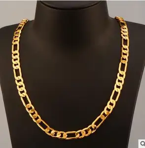 Chain wholesales 18 k gold plated hot sell Figaro style chains for men's