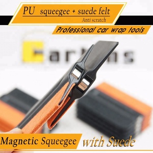 Mềm <span class=keywords><strong>pu</strong></span> chổi cao su với da lộn cảm thấy magnetic đen <span class=keywords><strong>scraper</strong></span> cho xe ô tô cửa sổ tint phim sticker bọc công cụ - Product Image 3