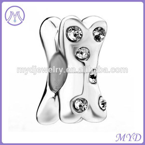 Rodio de la aleación de cubo de la pata del perro impresión charms pulsera de la joyería - Product Image 5