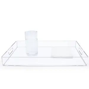 Clear Acryl catering trays/plastic dienblad met handgrepen