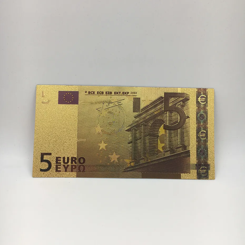 24k金箔紙幣EURO5紙幣収集可能なオフィスディスプレイ用紙幣