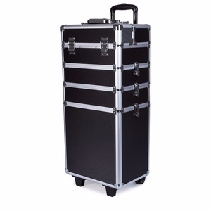 Truccatrice professionale valigia In alluminio 4-In-1 alla moda con chiusura aperta cosmetica Trolley - Product Image 3