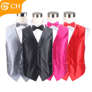 Professionele Fabriek Kleurrijke Heren Vest Vest Aangepaste Formele Bruiloft Custom Ober Zwart Rood Kleur Pak Vest Voor Mannen