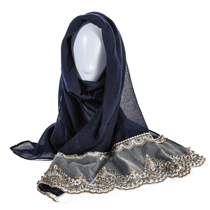 流行のコットンミックスワイドショールガール最新ファッションレーススタイルモダンHijab - Product Image 1